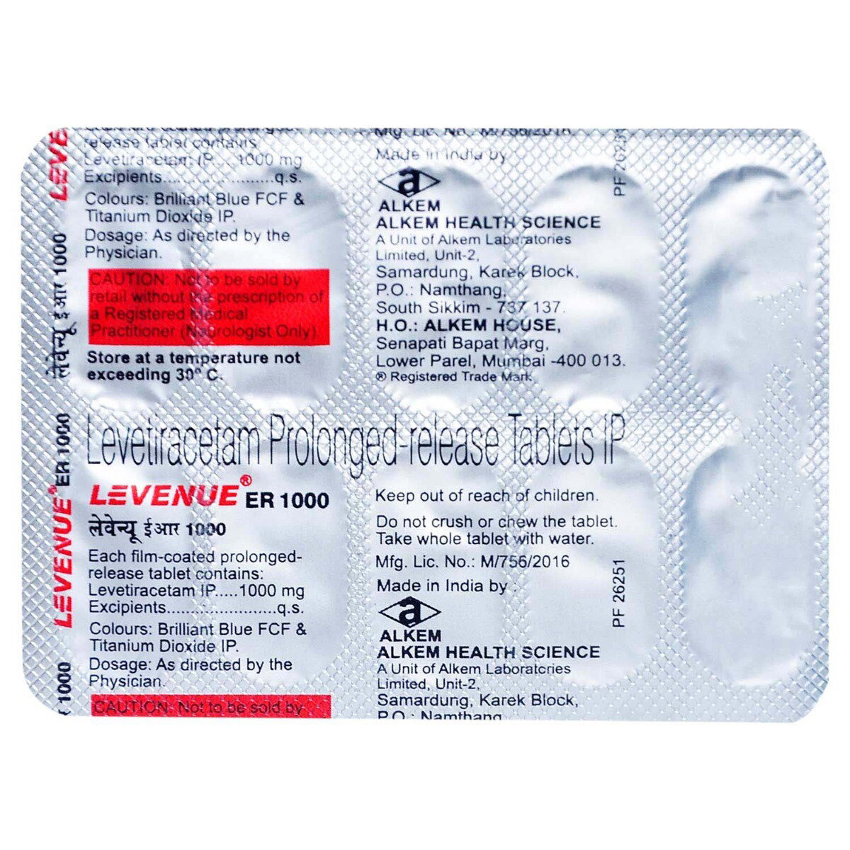 Levenue ER 1000 Tablet 10's, Pack of 10 TabletS Levenue ER 1000 Tablet 10's, Pack of 10 TabletS