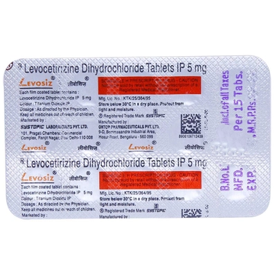 Levosiz Tablet 15's, Pack of 15 TABLETS