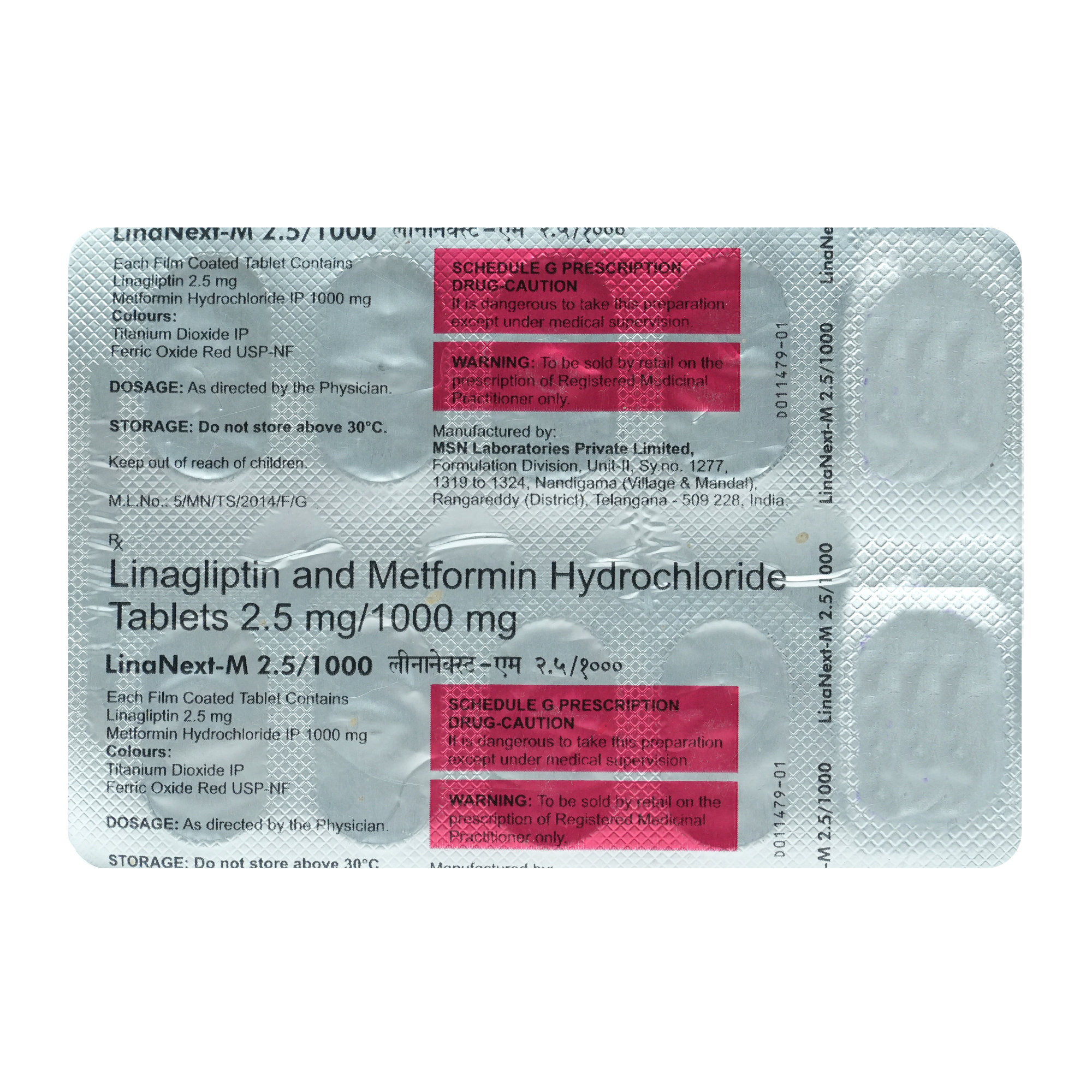 Linanext-M 2.5 mg/1000 mg Tablet 10's, Pack of 10 TabletS Linanext-M 2.5 mg/1000 mg Tablet 10's, Pack of 10 TabletS