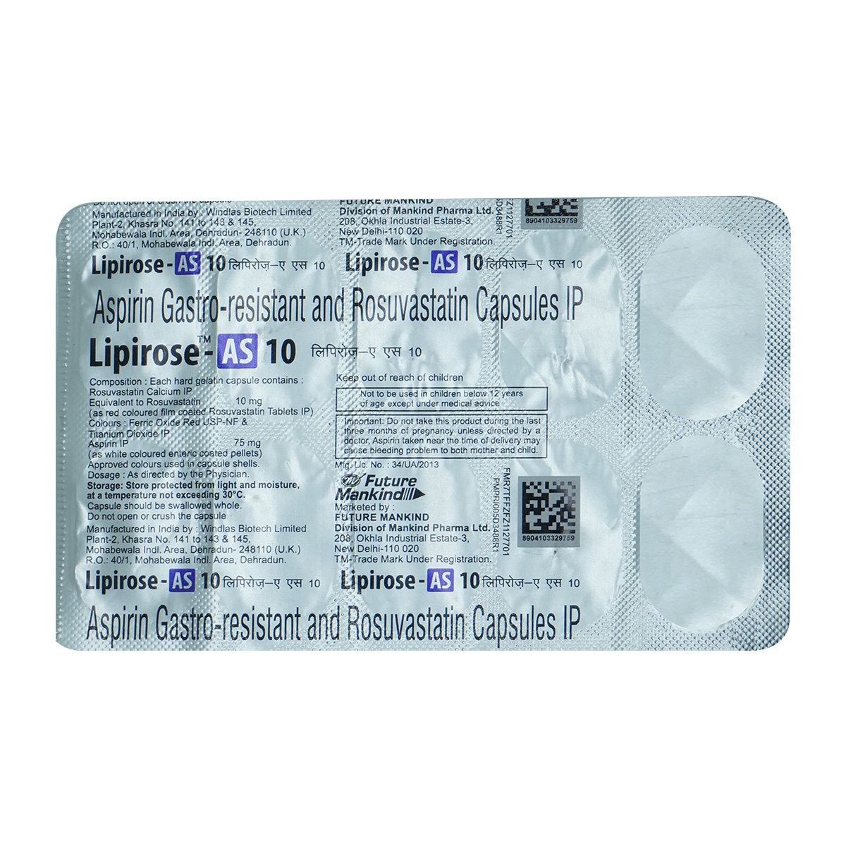 Lipirose-AS 10 Capsule 10's, Pack of 10 Lipirose-AS 10 Capsule 10's, Pack of 10