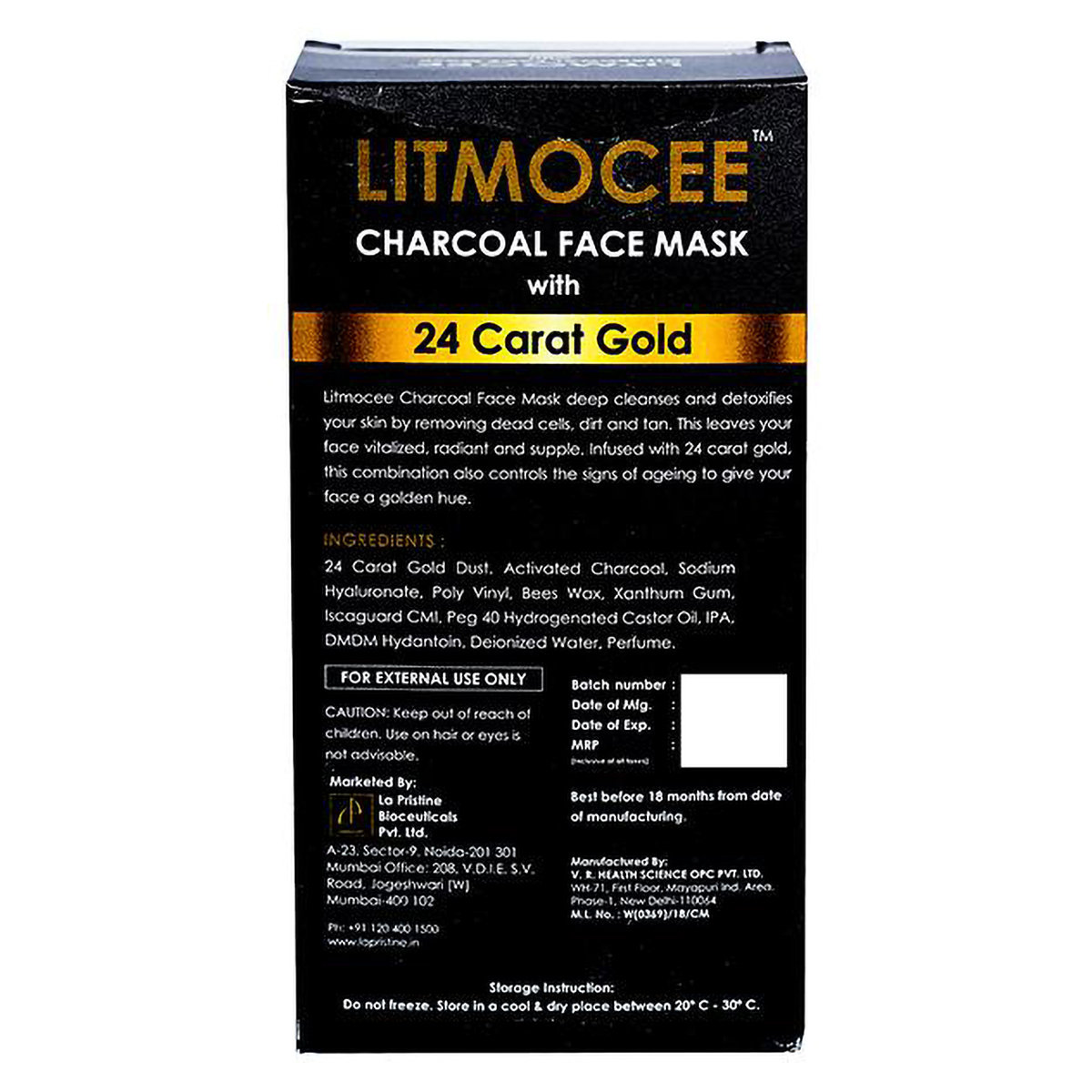 Litmocee Charcoal Face Mask 100Ml, Pack of 1 Litmocee Charcoal Face Mask 100Ml, Pack of 1