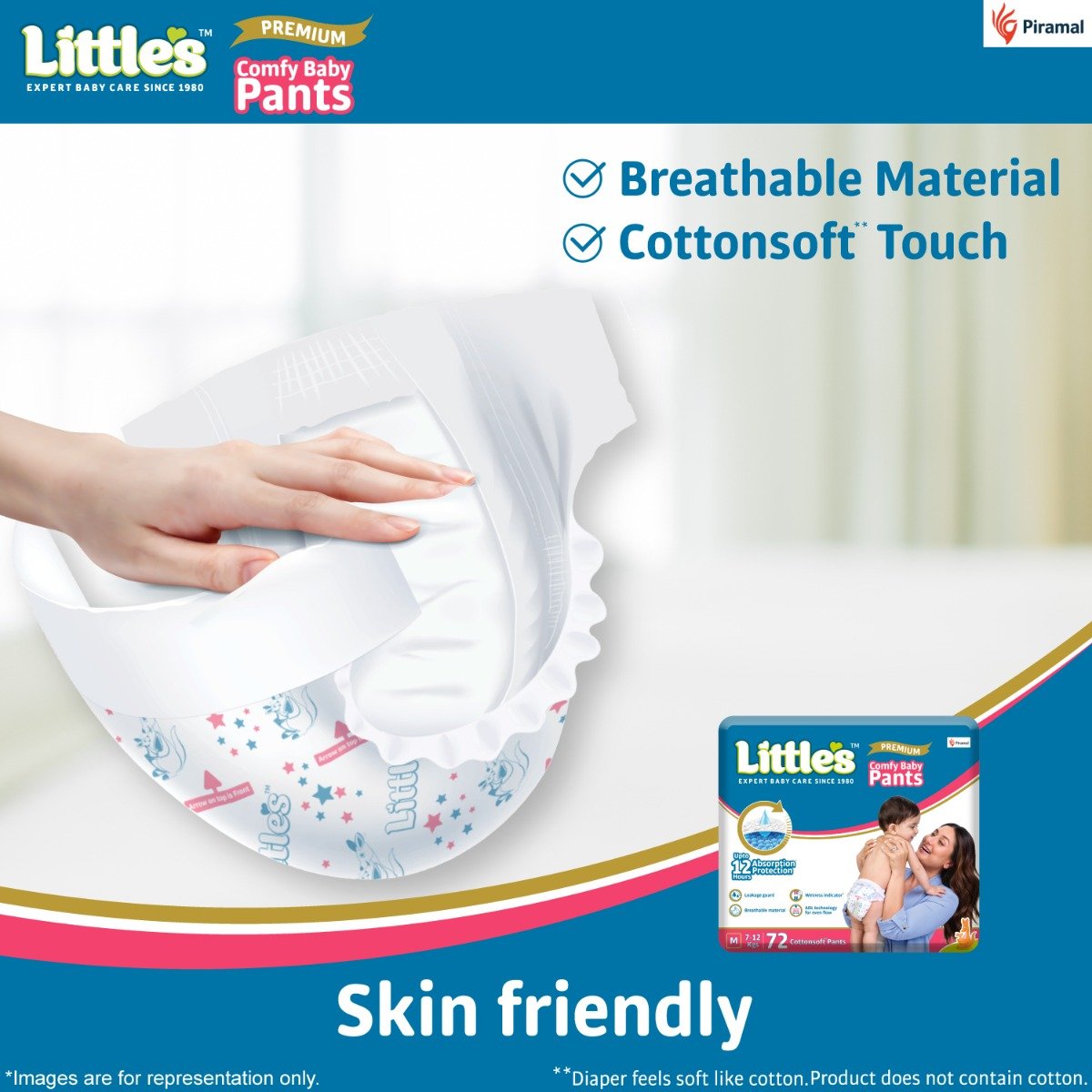 Little's Premium Comfy Baby Diapers Pants Medium, 72 Count, Pack of 1 Little's Premium Comfy Baby Diapers Pants Medium, 72 Count, Pack of 1