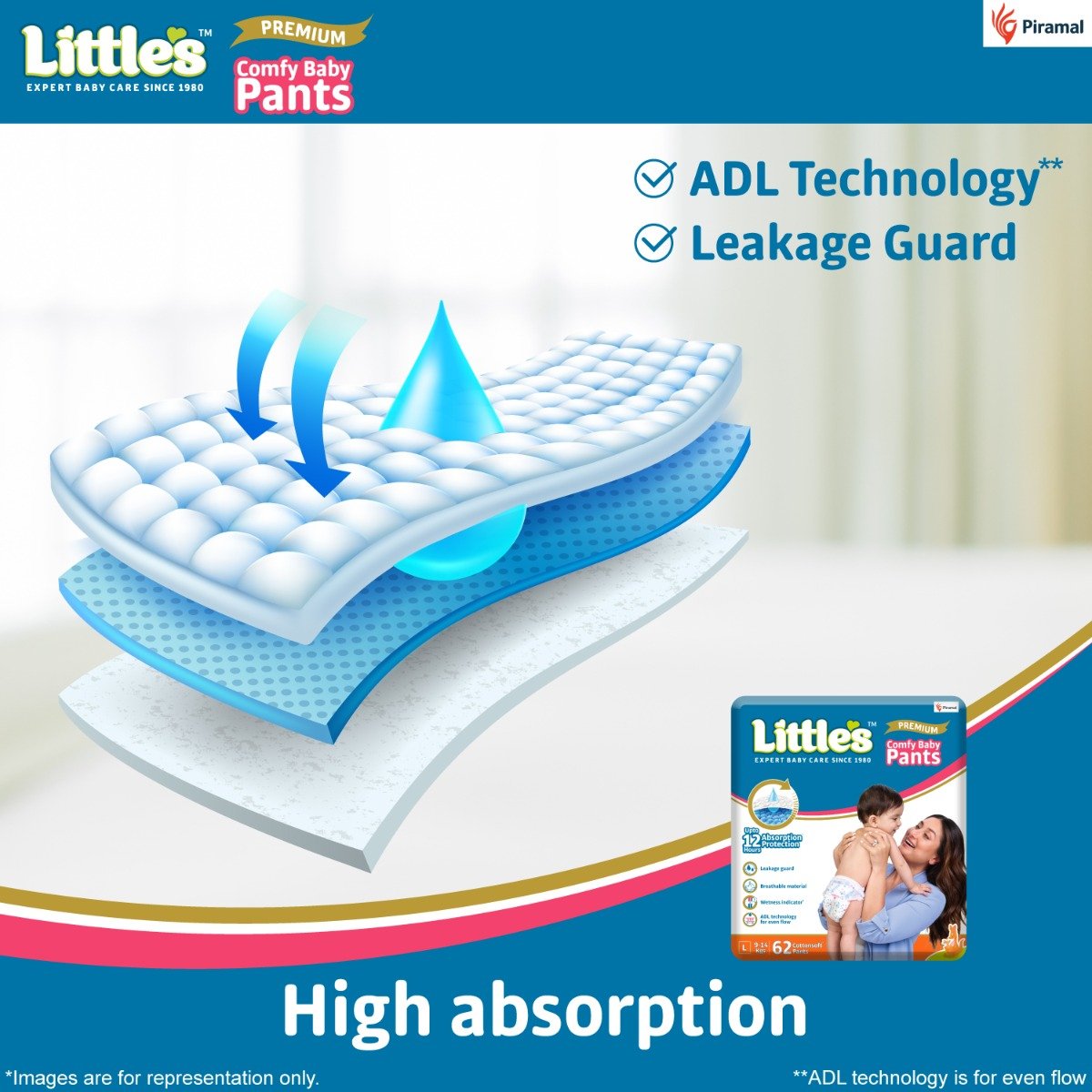 Little's Premium Comfy Baby Diaper Pants Large, 62 Count, Pack of 1 Little's Premium Comfy Baby Diaper Pants Large, 62 Count, Pack of 1