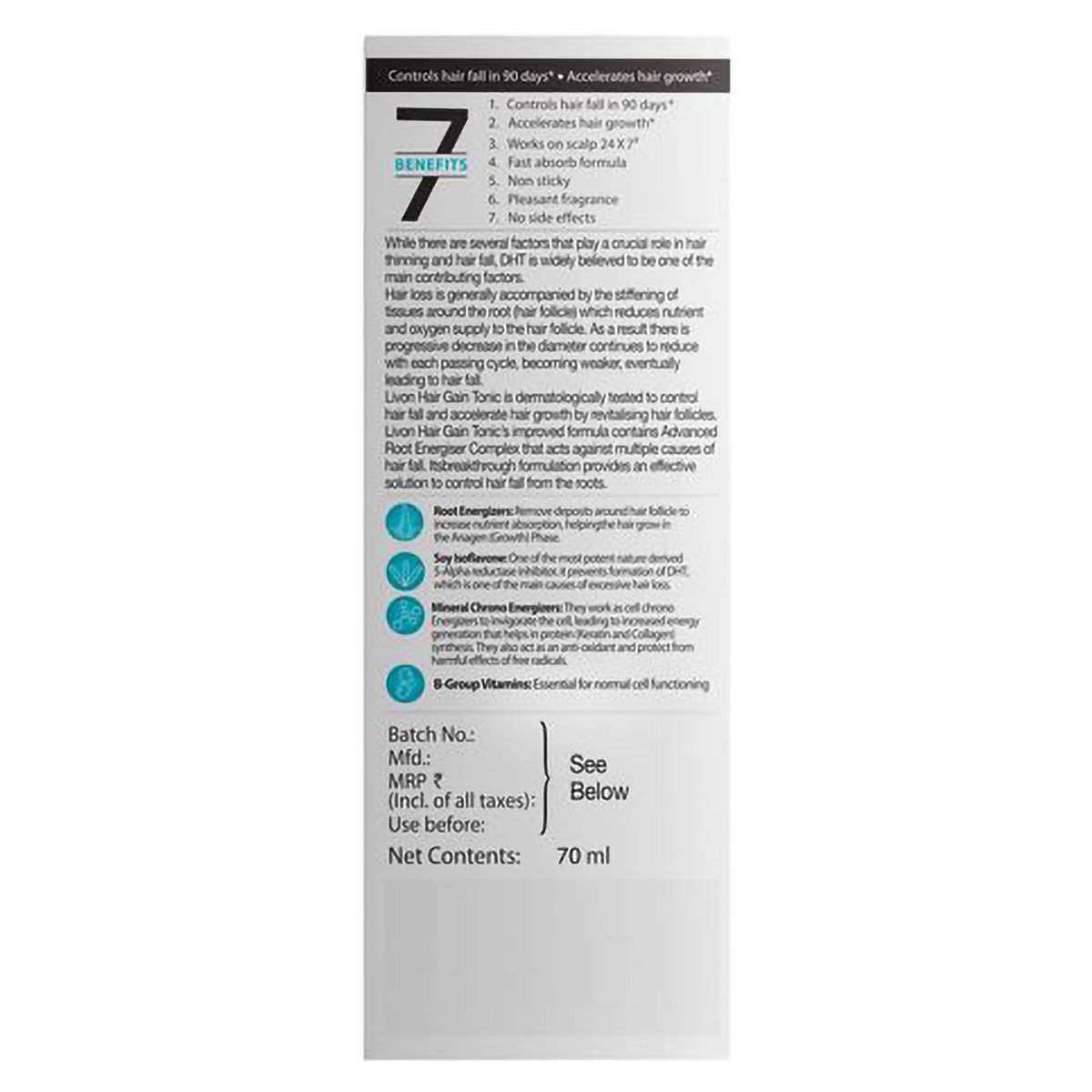 Livon Hair Gain Tonic, 70 ml, Pack of 1 Livon Hair Gain Tonic, 70 ml, Pack of 1