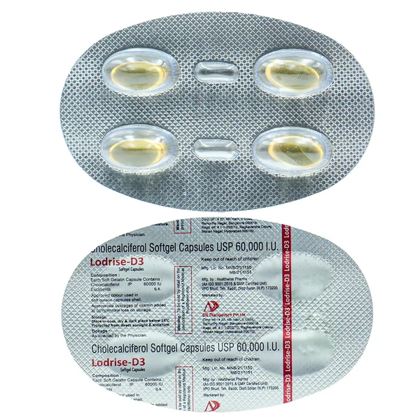 Lodrise-D3 60K Softgel Capsule 4's, Pack of 4