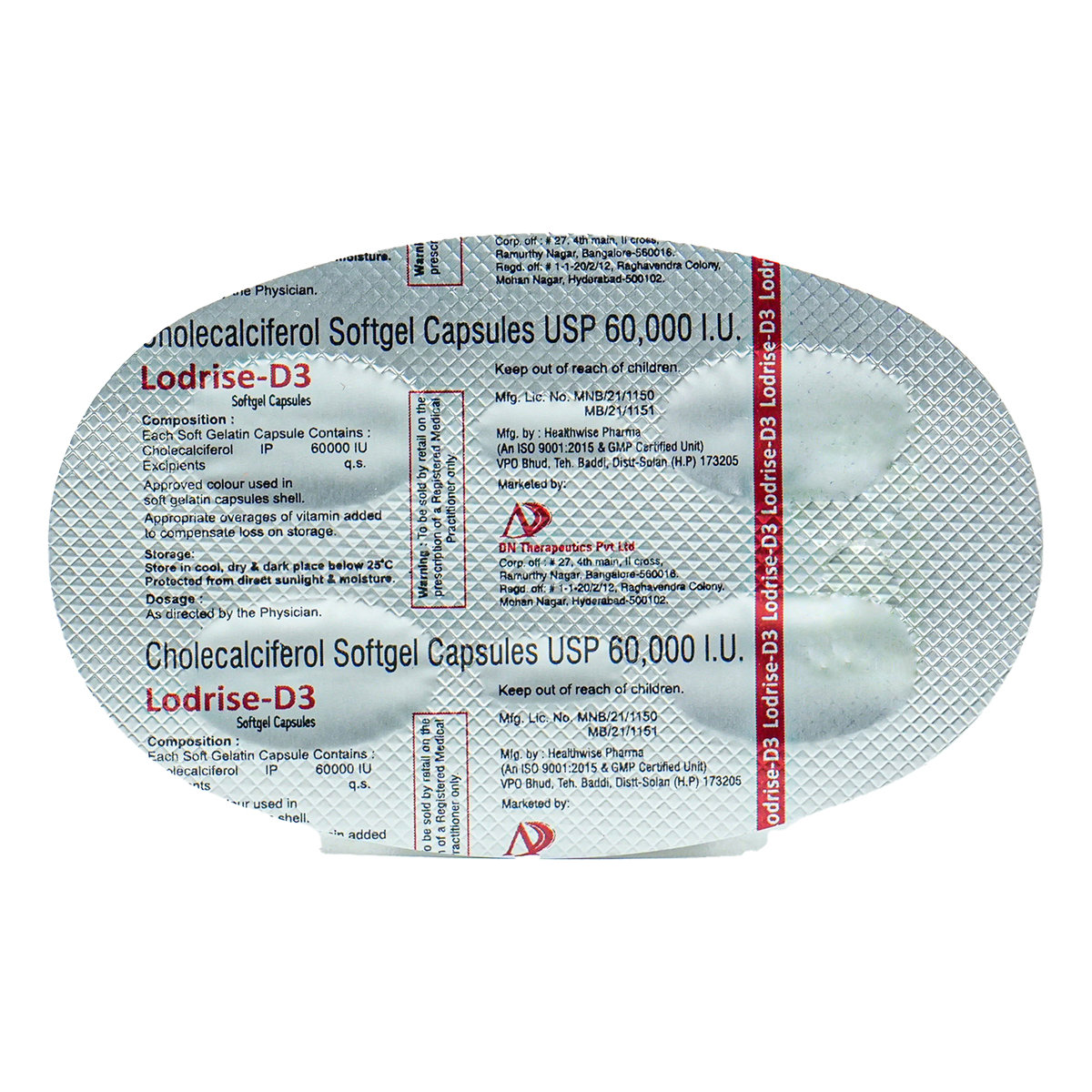 Lodrise-D3 60K Softgel Capsule 4's, Pack of 4 Lodrise-D3 60K Softgel Capsule 4's, Pack of 4