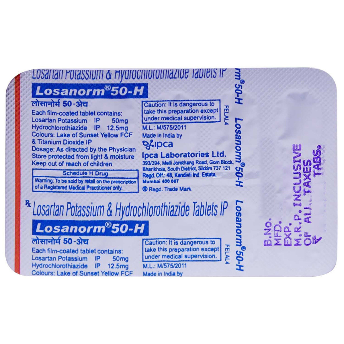 Losanorm H 50 Tablet 10's, Pack of 10 TABLETS Losanorm H 50 Tablet 10's, Pack of 10 TABLETS