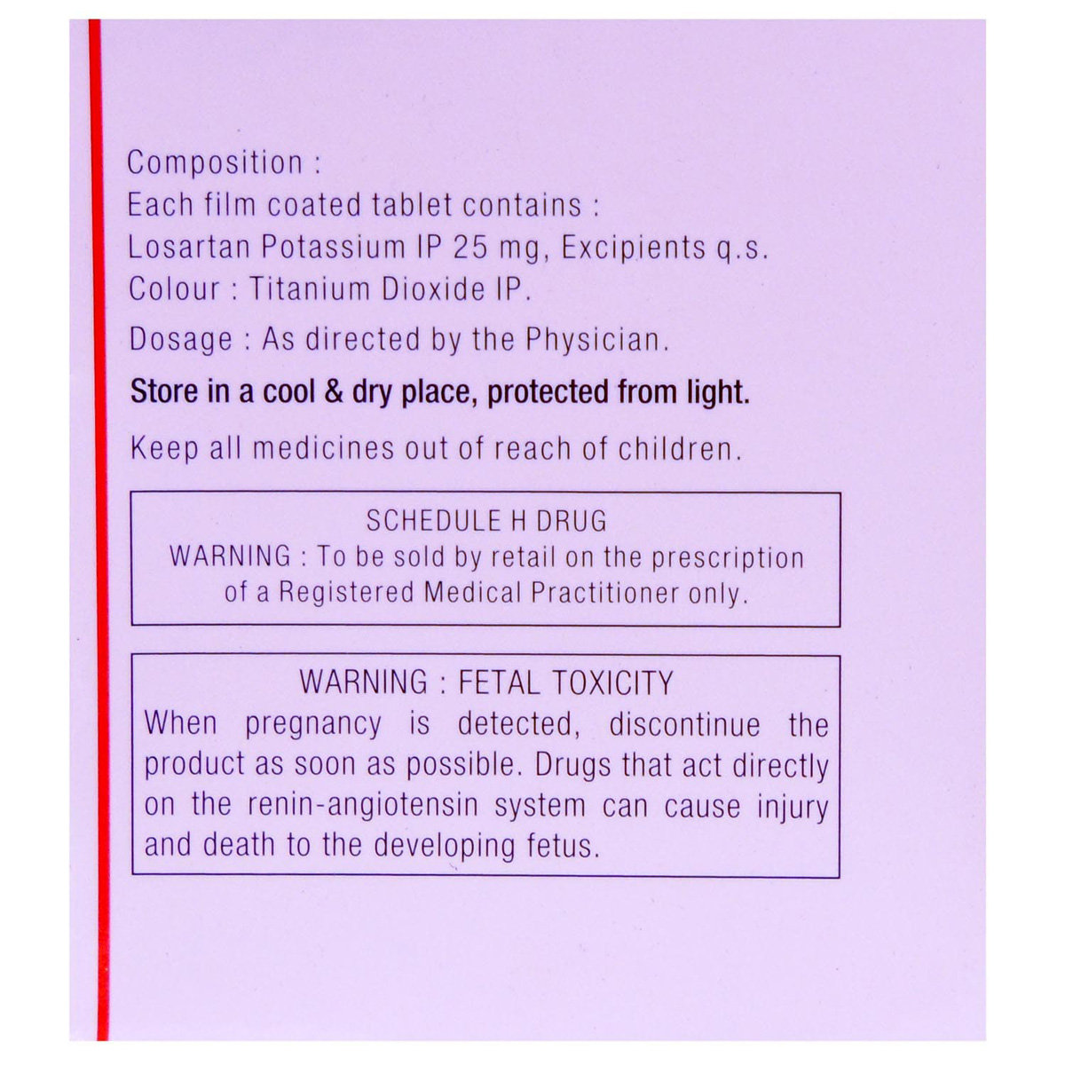 Losar-25 Tablet 15's, Pack of 15 TABLETS Losar-25 Tablet 15's, Pack of 15 TABLETS