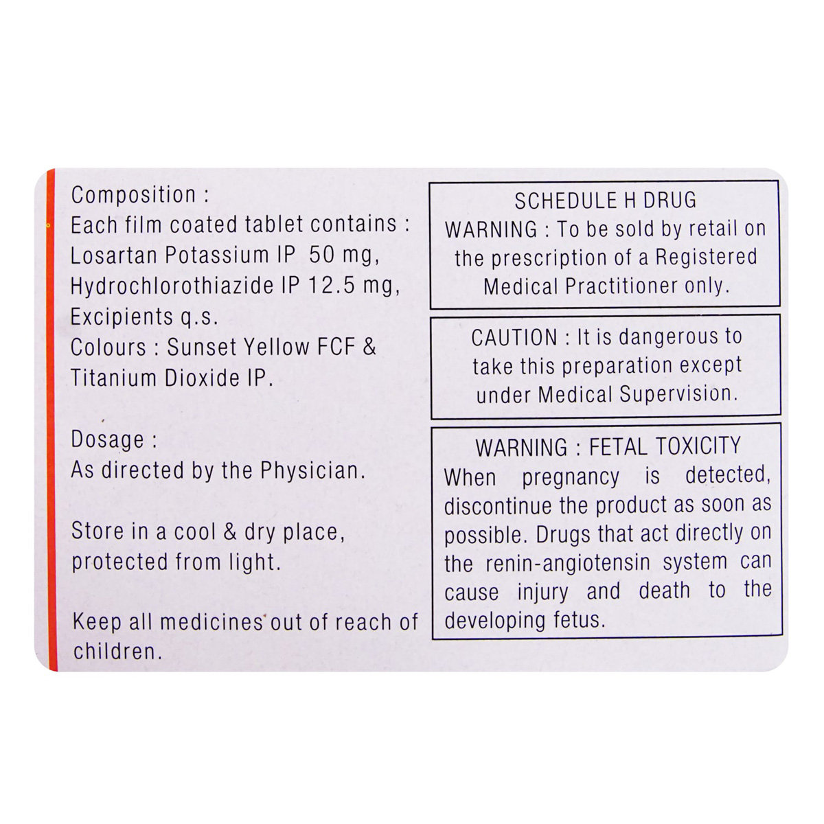 Losar-H Tablet 15's, Pack of 15 TABLETS Losar-H Tablet 15's, Pack of 15 TABLETS