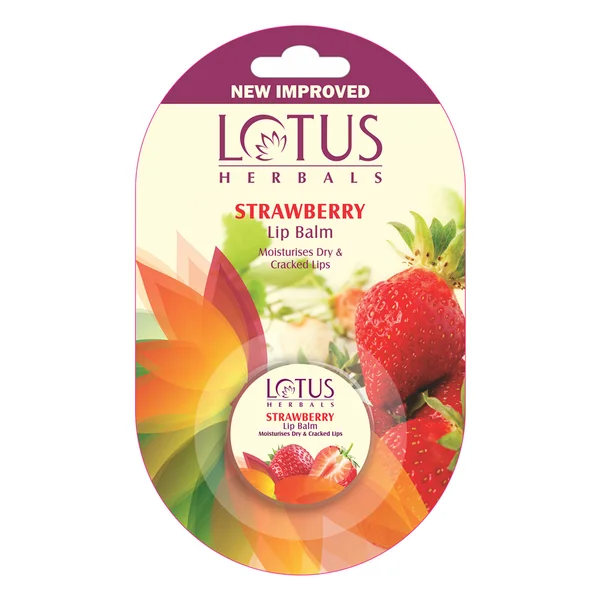 Lotus Herbals Strawberry Lip Balm 5 gm | Moisturises Dry &amp; Cracked Lips | Gives Soft, Hydrated Supple Lips | For Dry, Cracked &amp; Chapped Lips, Pack of 1