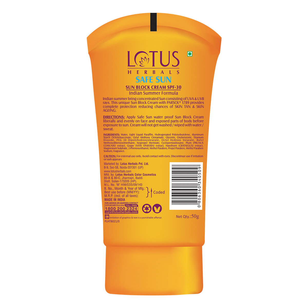 Lotus Herbals Safe Sun Sun Block Cream SPF 30, 50 gm, Pack of 1 Lotus Herbals Safe Sun Sun Block Cream SPF 30, 50 gm, Pack of 1