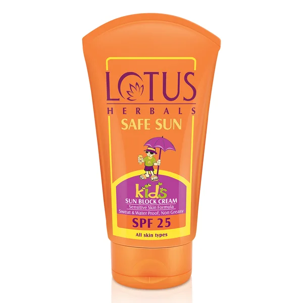 Lotus Herbals Safe Sun Kids Sun Block Cream SPF 25, 100 gm, Pack of 1