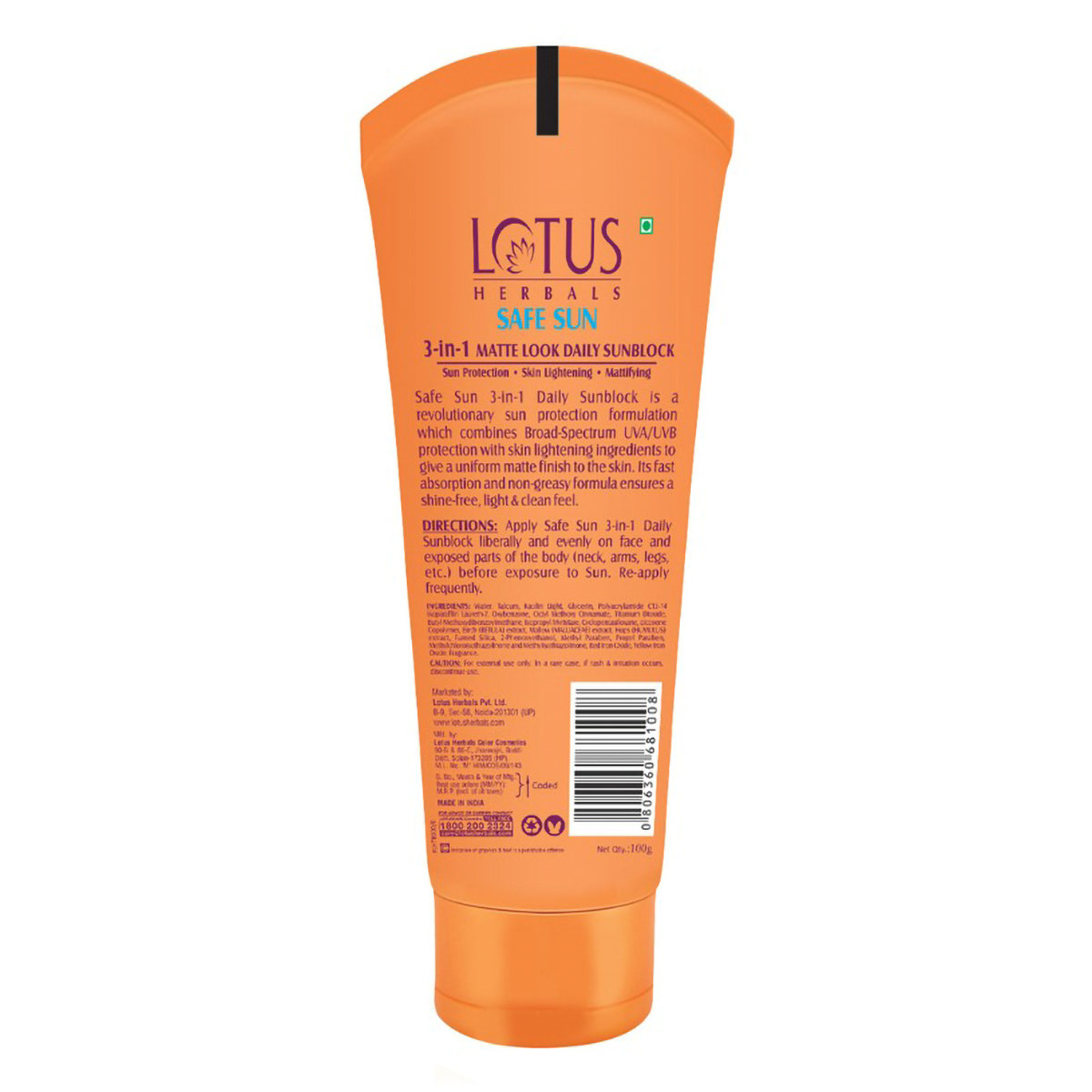 Lotus Herbals Safe Sun 3-In-1 Matte Look Daily Sun Block SPF 40, 100 gm, Pack of 1 Lotus Herbals Safe Sun 3-In-1 Matte Look Daily Sun Block SPF 40, 100 gm, Pack of 1