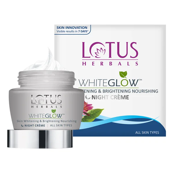 Lotus Herbals White Glow Night Creme 60 gm | Mulberry Extract, Grape Extract, Saxifraga Extracts &amp; Milk Enzymes | Deep Nourishment | For All Skin Type, Pack of 1