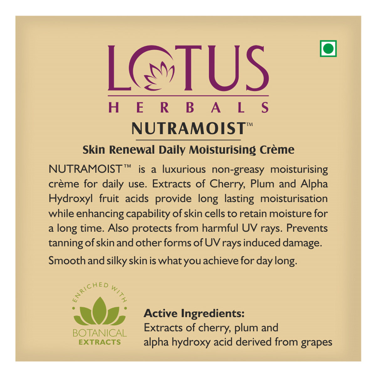 Lotus Herbals Nutramoist Skin Renewal SPF25 Daily Moisturising Cream, 50 gm, Pack of 1 Lotus Herbals Nutramoist Skin Renewal SPF25 Daily Moisturising Cream, 50 gm, Pack of 1