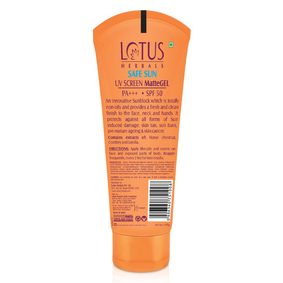 Lotus Herbals Safe Sun UV Screen Matte Gel SPF 50 PA+++ UVA-UVB, 100 gm, Pack of 1 Lotus Herbals Safe Sun UV Screen Matte Gel SPF 50 PA+++ UVA-UVB, 100 gm, Pack of 1