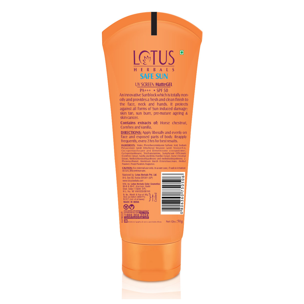 Lotus Herbals Safe Sun UV Screen Matte Gel SPF 50 PA+++, 50 gm, Pack of 1 Lotus Herbals Safe Sun UV Screen Matte Gel SPF 50 PA+++, 50 gm, Pack of 1
