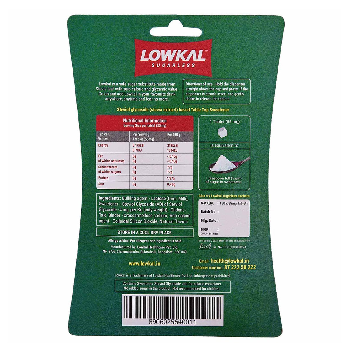 Lowkal Sugarless, 150 Tablets, Pack of 1 Lowkal Sugarless, 150 Tablets, Pack of 1