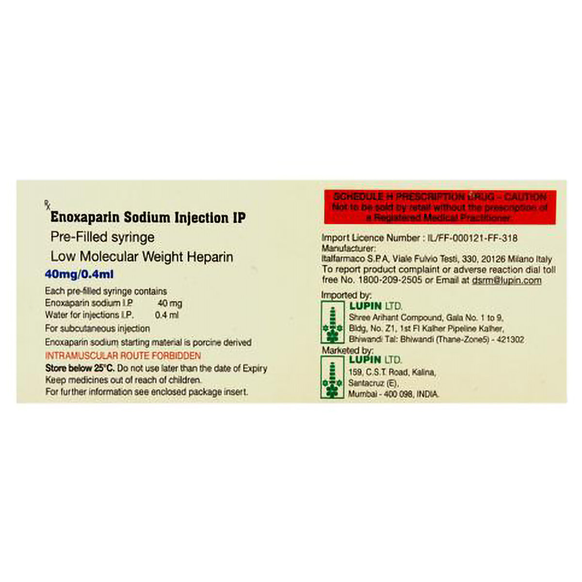 Lupenox 40 mg Injection 0.4 ml, Pack of 1 INJECTION Lupenox 40 mg Injection 0.4 ml, Pack of 1 INJECTION