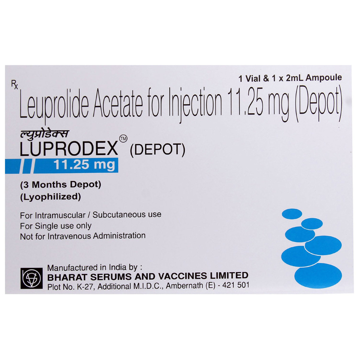 Luprodex 11.25 mg Injection 2 ml, Pack of 1 INJECTION Luprodex 11.25 mg Injection 2 ml, Pack of 1 INJECTION