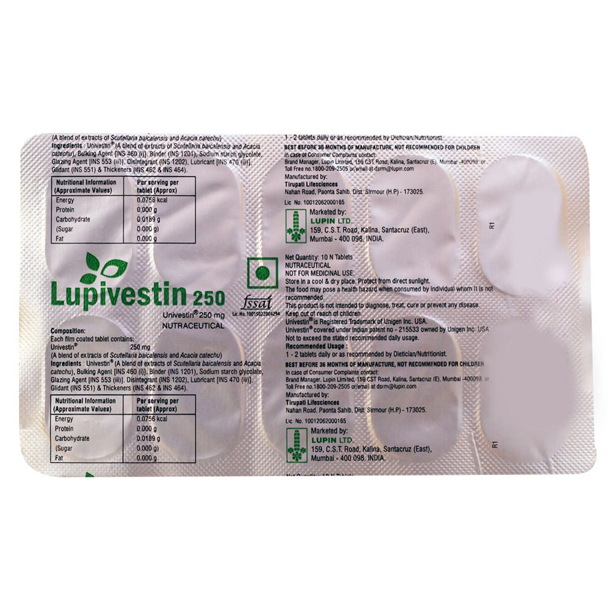 Lupivestin 250 Tablet 10's, Pack of 10 TABLETS Lupivestin 250 Tablet 10's, Pack of 10 TABLETS
