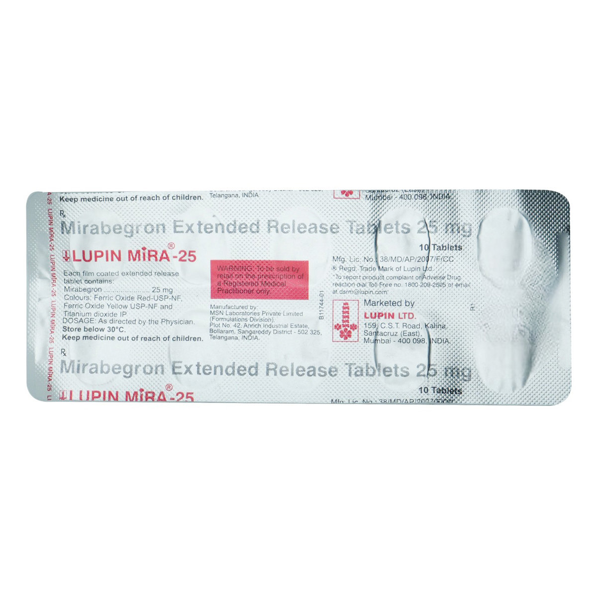 Lupin Mira 25 Tablet 10's, Pack of 10 TABLETS Lupin Mira 25 Tablet 10's, Pack of 10 TABLETS