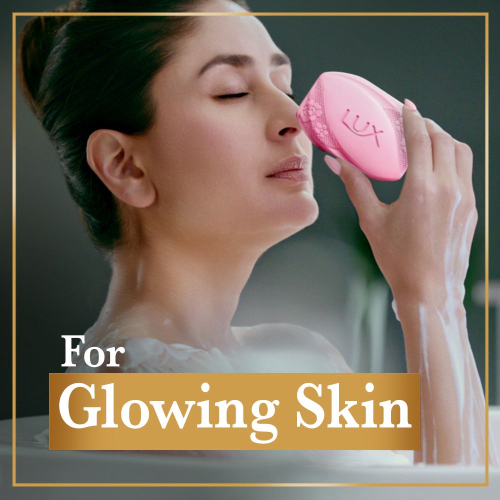 Lux Soft Glow Rose & Vitamin E Soap 100 gm | With 7 Beauty Ingredients | Gently Cleanses | Gives Soft & Glowing Skin | With Long Lasting Fragrance | For All Skin Type, Pack of 1 Lux Soft Glow Rose & Vitamin E Soap 100 gm | With 7 Beauty Ingredients | Gently Cleanses | Gives Soft & Glowing Skin | With Long Lasting Fragrance | For All Skin Type, Pack of 1