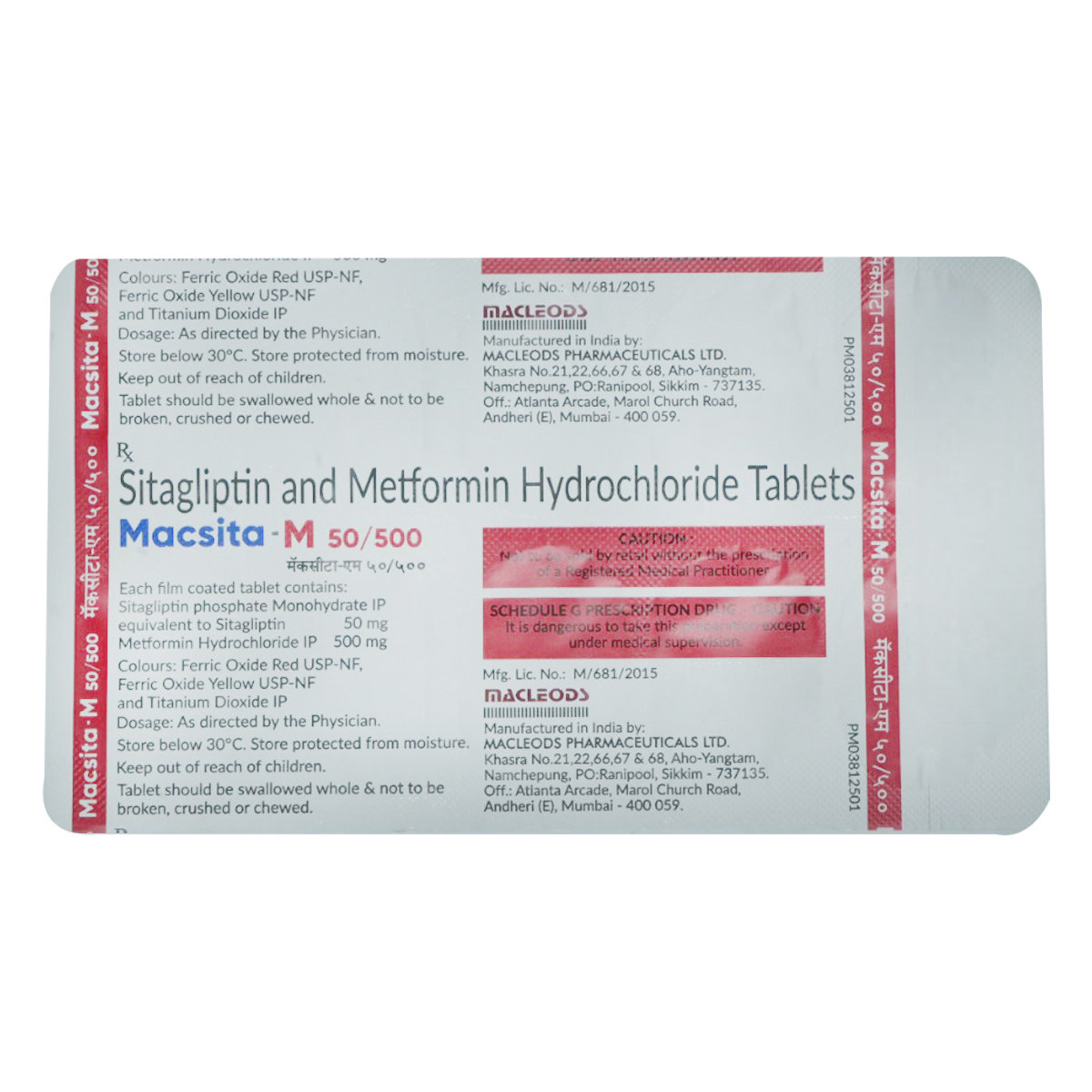 Macsita-M 50 mg/500 mg Tablet 10's, Pack of 10 TabletS Macsita-M 50 mg/500 mg Tablet 10's, Pack of 10 TabletS
