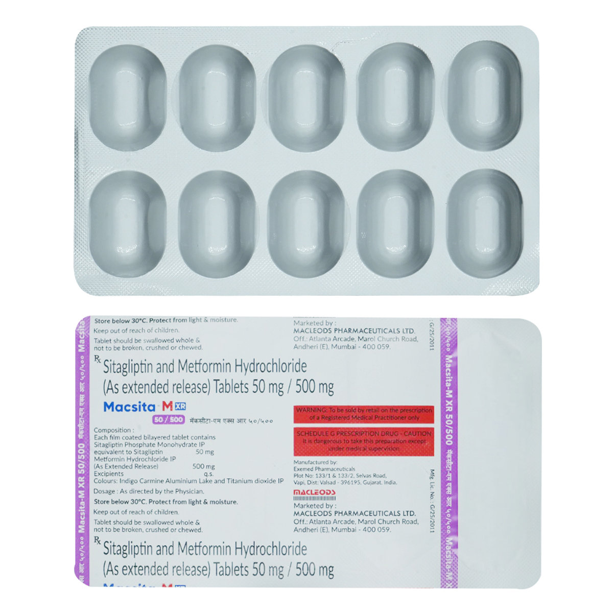 Macsita-M XR 500/50 Tablet 10's, Pack of 10 TabletS Macsita-M XR 500/50 Tablet 10's, Pack of 10 TabletS