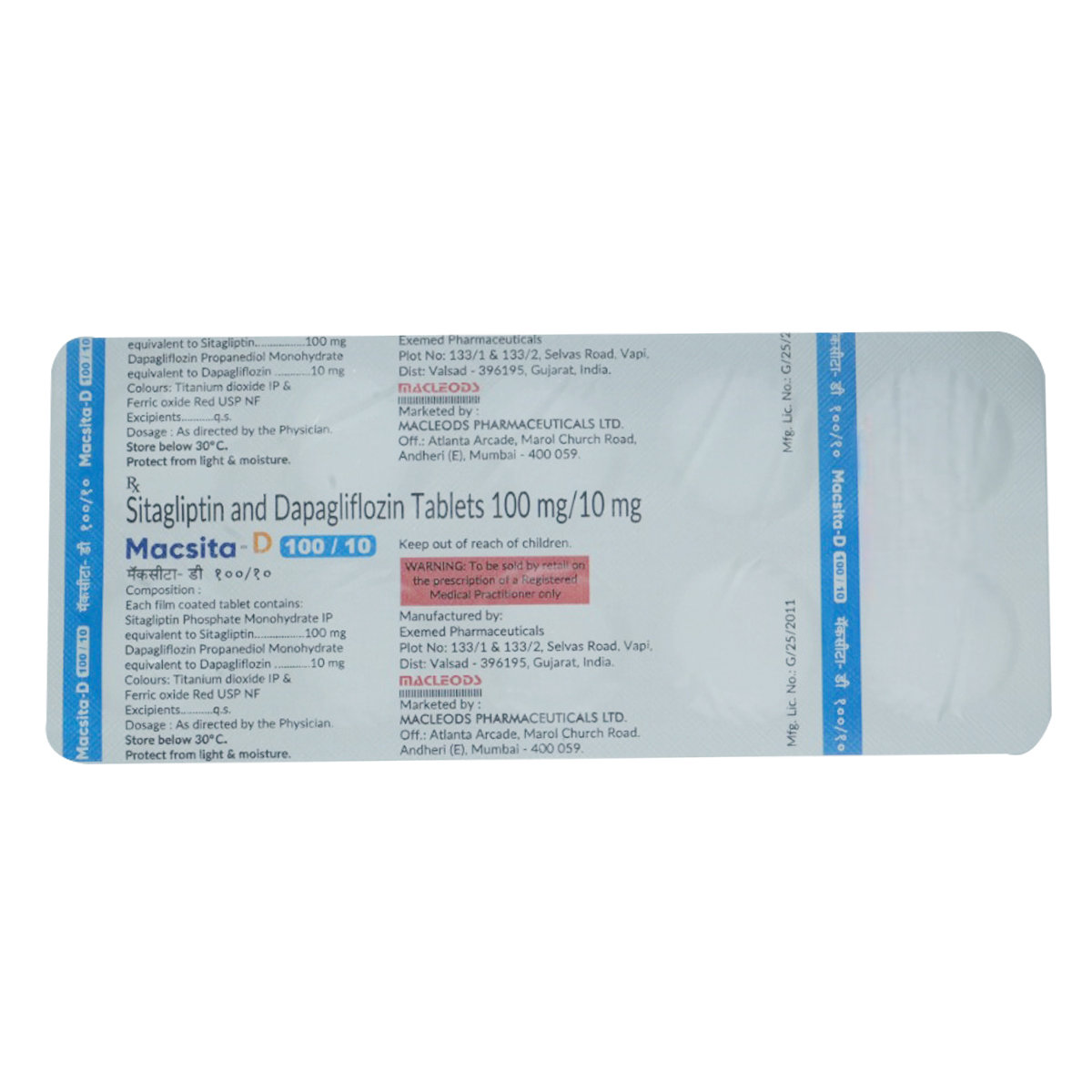 Macsita-D 100 mg/10 mg Tablet 10's, Pack of 10 Macsita-D 100 mg/10 mg Tablet 10's, Pack of 10