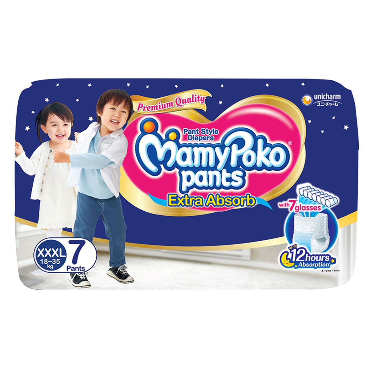 MamyPoko Extra Absorb Diaper Pants XXXL, 7 Count, Pack of 1 MamyPoko Extra Absorb Diaper Pants XXXL, 7 Count, Pack of 1