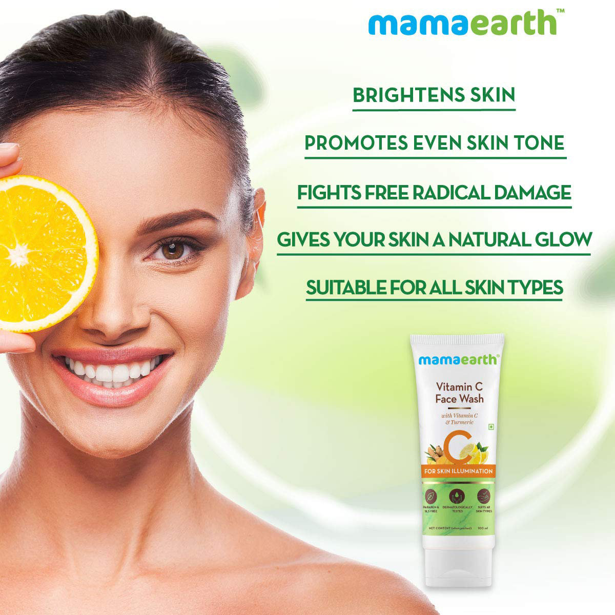 Mamaearth Vitamin C Face Wash 100 ml | With Vitamin C & Turmeric | For Skin Illumination | Brightens Skin | Evens Skin Tone | For All Skin Type, Pack of 1 Mamaearth Vitamin C Face Wash 100 ml | With Vitamin C & Turmeric | For Skin Illumination | Brightens Skin | Evens Skin Tone | For All Skin Type, Pack of 1