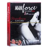 Manforce Strawberry Flavoured Premium Condoms, 3 Count, Pack of 1