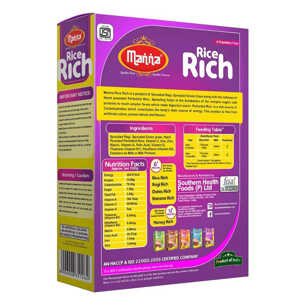 Manna Rice Rich Baby Cereal 6+Months, 200 gm Refill Pack, Pack of 1 Manna Rice Rich Baby Cereal 6+Months, 200 gm Refill Pack, Pack of 1