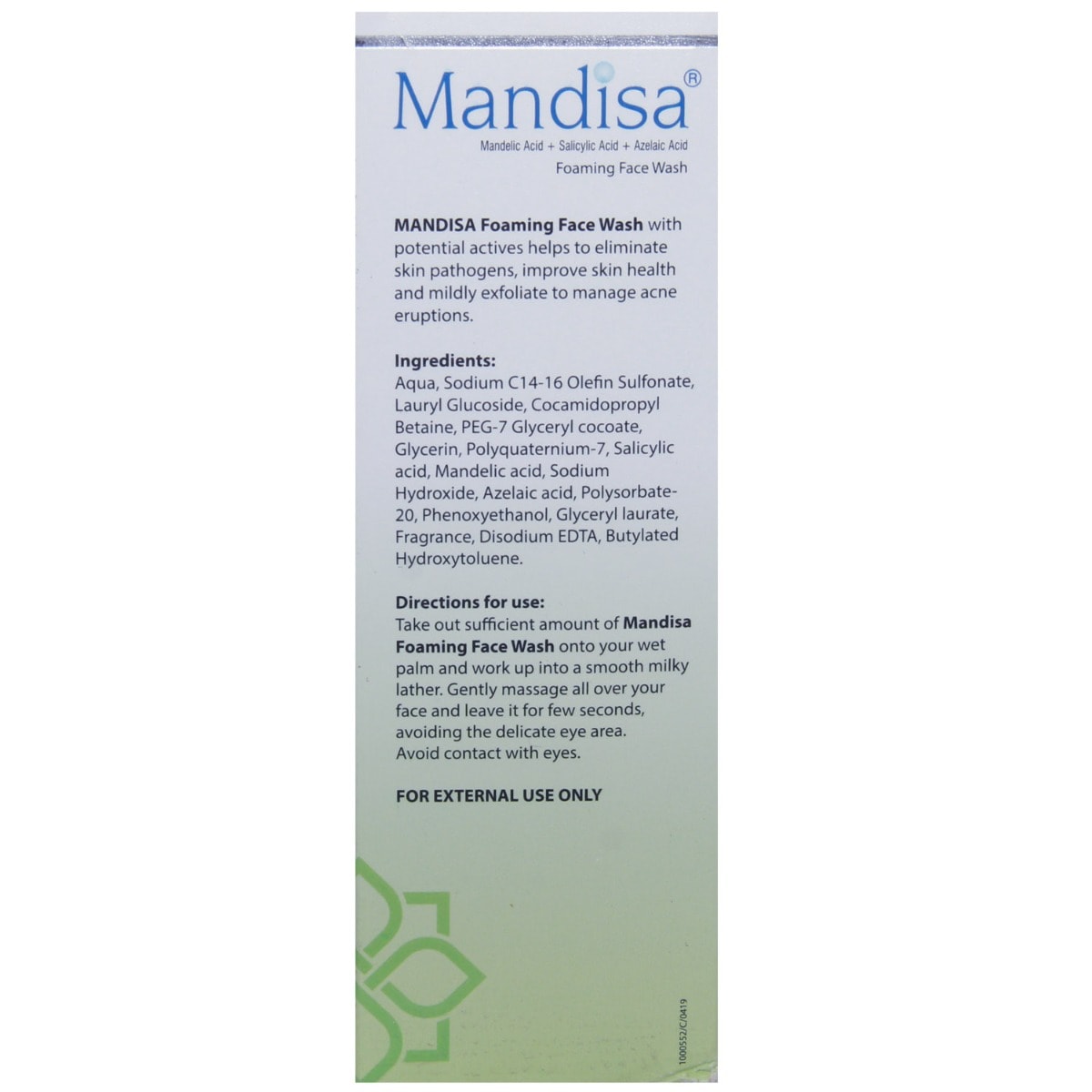 Mandisa Foaming Face Wash 100 ml | Mandelic Acid, Salicylic Acid & Azelaic Acid | Cleanses Skin | Manage Acne Eruptions | For Oily To Normal Skin, Pack of 1 Mandisa Foaming Face Wash 100 ml | Mandelic Acid, Salicylic Acid & Azelaic Acid | Cleanses Skin | Manage Acne Eruptions | For Oily To Normal Skin, Pack of 1