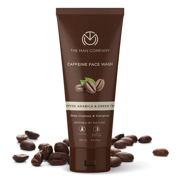 The Man Company Caffeine Face Wash 100 ml | Coffee Arabica &amp; Green Tea | Deep Cleansing | Energises, Rejuvenates &amp; Hydrates | For All Skin Type, Pack of 1