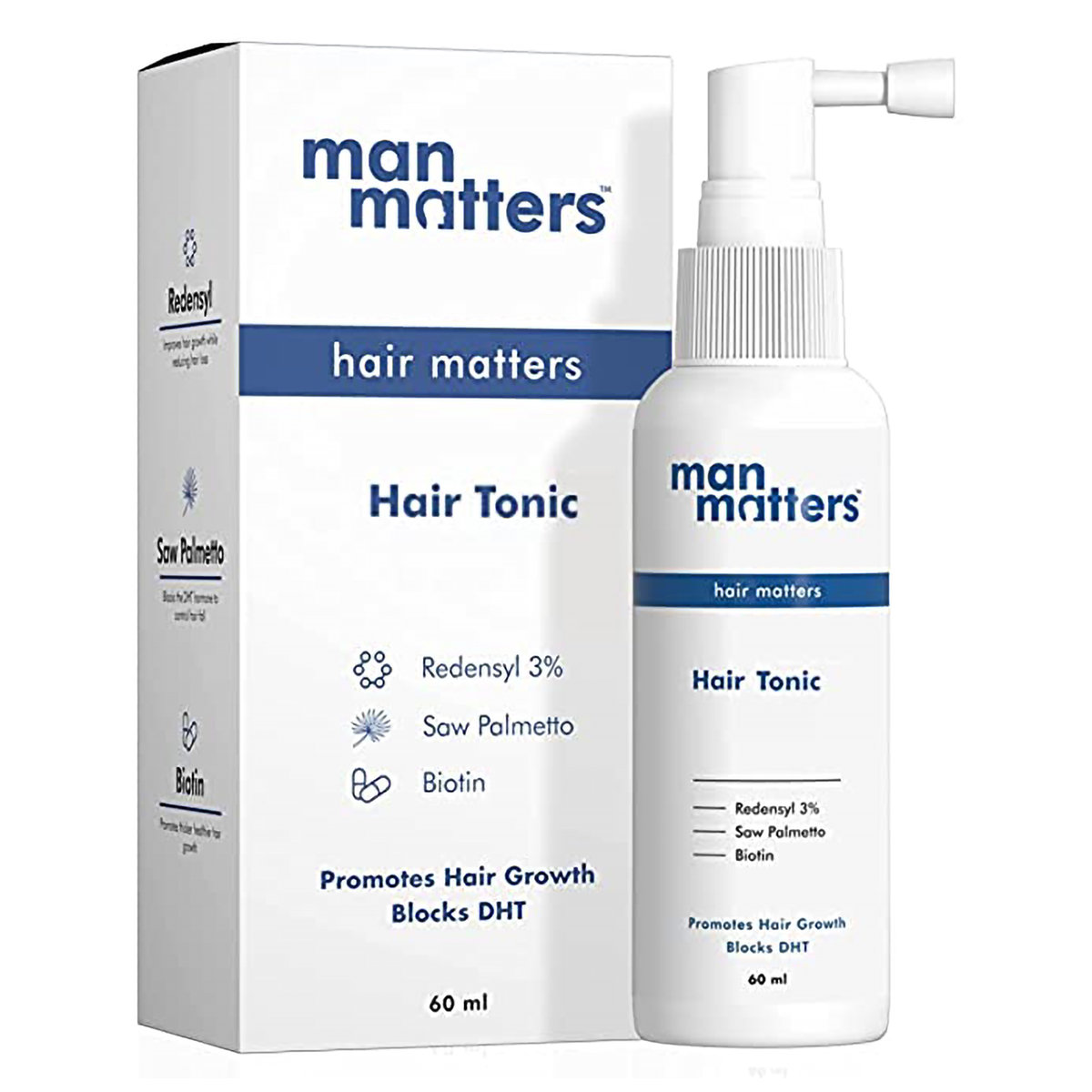 Man Matters Hair Growth Tonic 60 ml|With 3% Redensyl, Saw Palmetto & Biotin||DHT Blocker, Reduces Hair Fall, Pack of 1 Man Matters Hair Growth Tonic 60 ml|With 3% Redensyl, Saw Palmetto & Biotin||DHT Blocker, Reduces Hair Fall, Pack of 1
