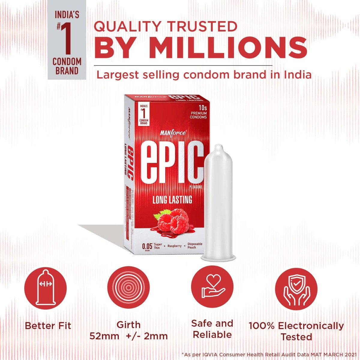 Manforce Epic Pleasure Long Lasting Super Thin Raspberry Flavour Premium Condoms, 10 Count, Pack of 1 Manforce Epic Pleasure Long Lasting Super Thin Raspberry Flavour Premium Condoms, 10 Count, Pack of 1