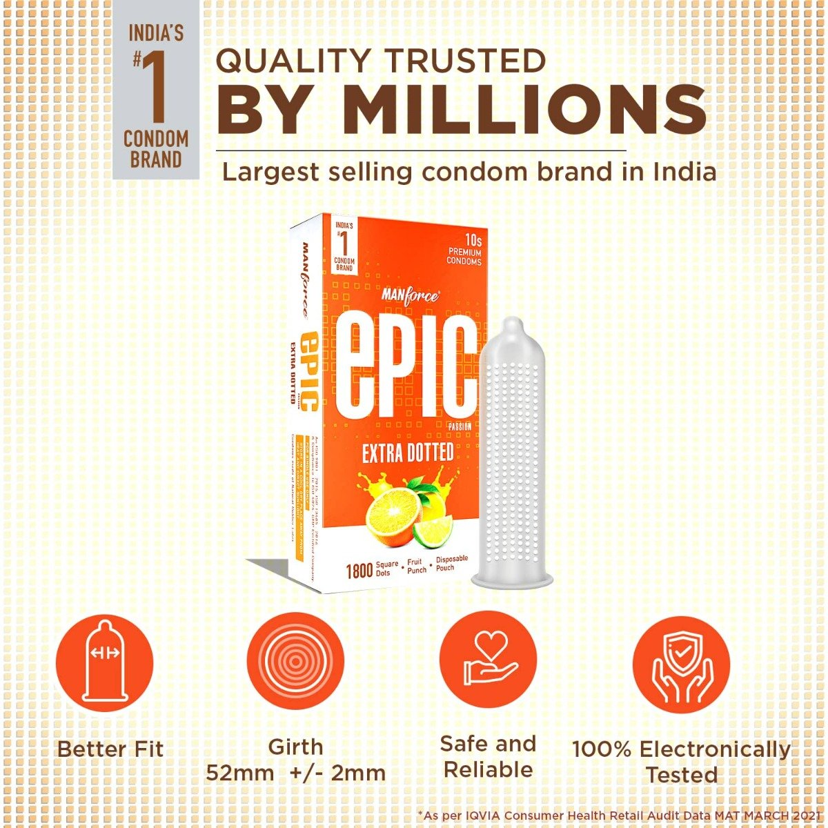 Manforce Epic Passion Extra Dotted Fruit Punch Flavour Premium Condoms, 10 Count, Pack of 1 Manforce Epic Passion Extra Dotted Fruit Punch Flavour Premium Condoms, 10 Count, Pack of 1