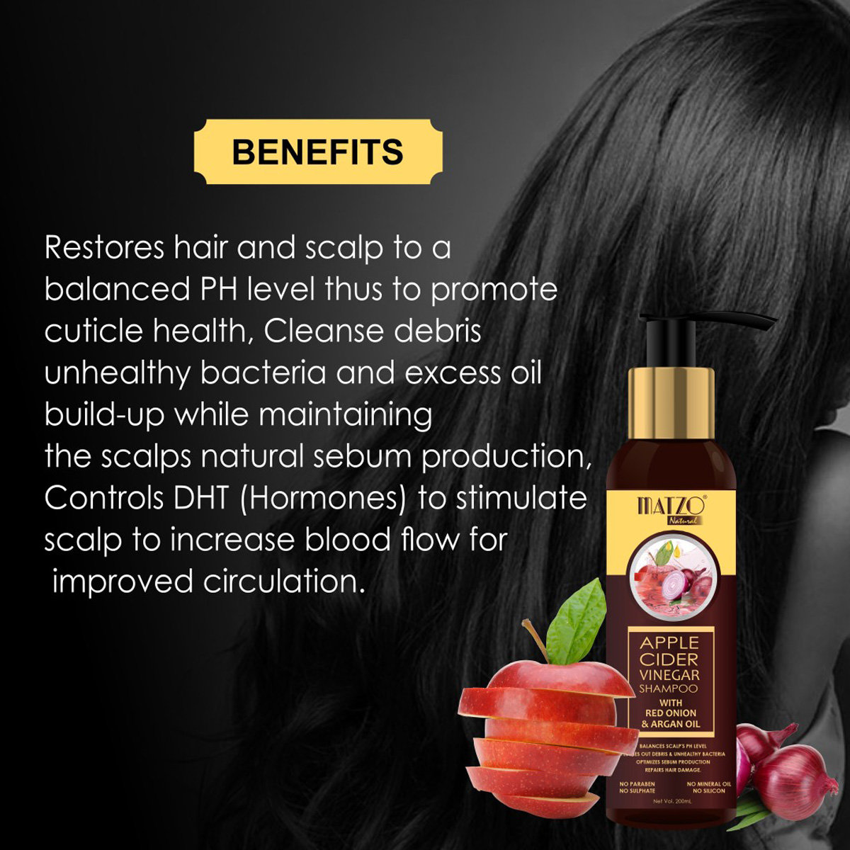 Matzo Apple Cider Vinegar Shampoo, 200 ml, Pack of 1 Matzo Apple Cider Vinegar Shampoo, 200 ml, Pack of 1