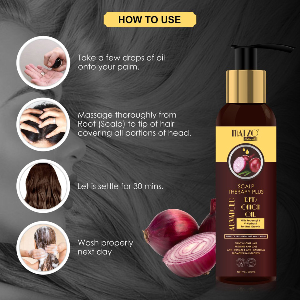 Matzo Scalp Therapyplus Red Onion Oil, 200 ml, Pack of 1 Matzo Scalp Therapyplus Red Onion Oil, 200 ml, Pack of 1