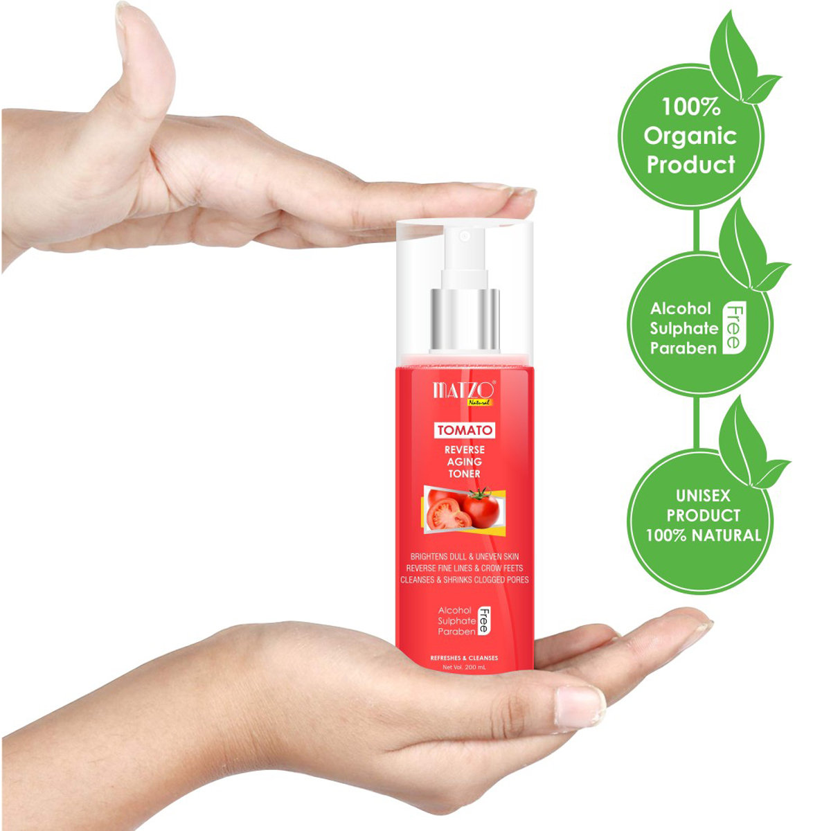 Matzo Tomato Reverse Aging Toner 200 ml | Cleanses & Refreshes | Brightens Dull & Uneven Skin Tone | Reverse Finelines & Wrinkles | 100% Natural | For Men & Women, Pack of 1 Matzo Tomato Reverse Aging Toner 200 ml | Cleanses & Refreshes | Brightens Dull & Uneven Skin Tone | Reverse Finelines & Wrinkles | 100% Natural | For Men & Women, Pack of 1