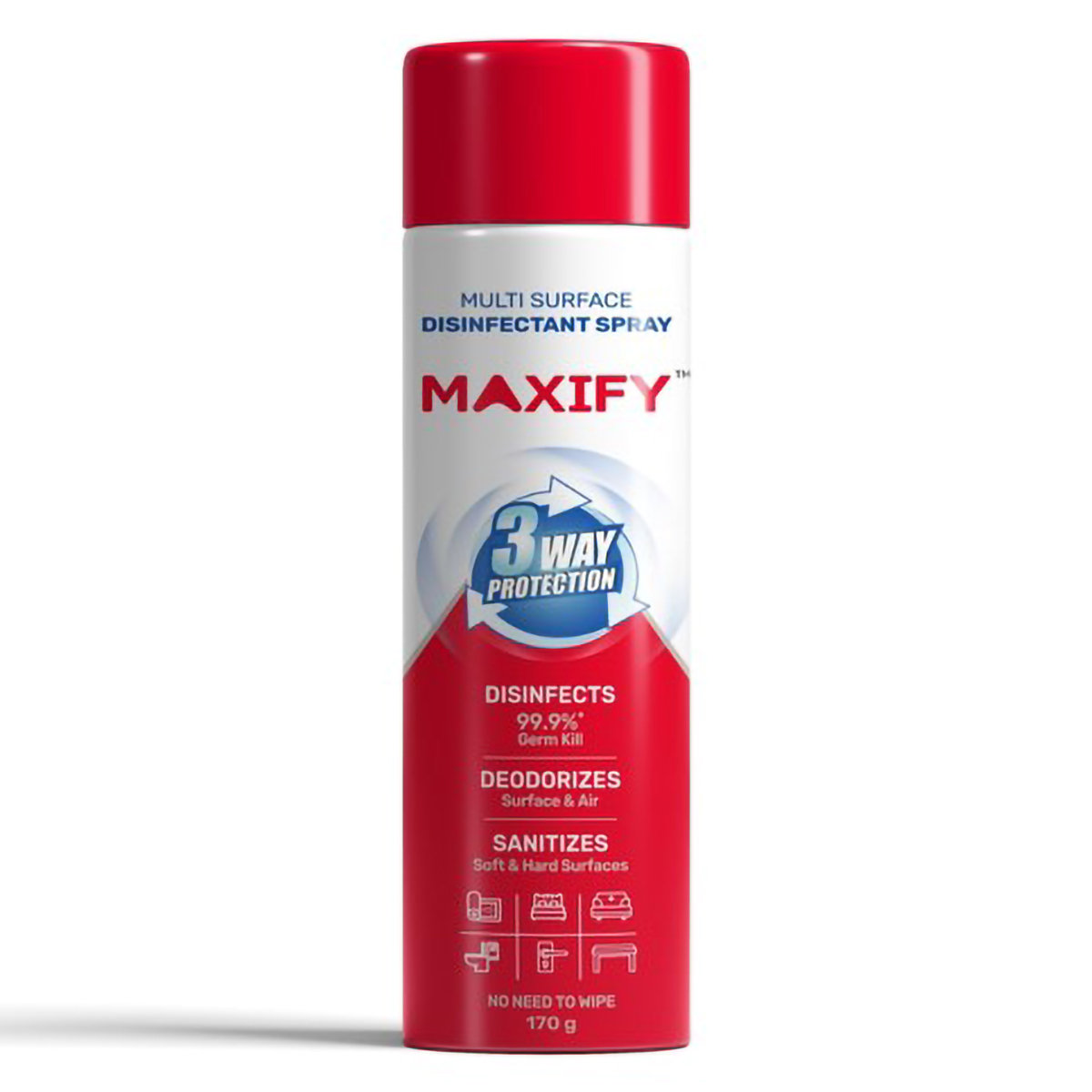 Maxify Multisurface Disinfectant Spray, 170 gm, Pack of 1 Maxify Multisurface Disinfectant Spray, 170 gm, Pack of 1