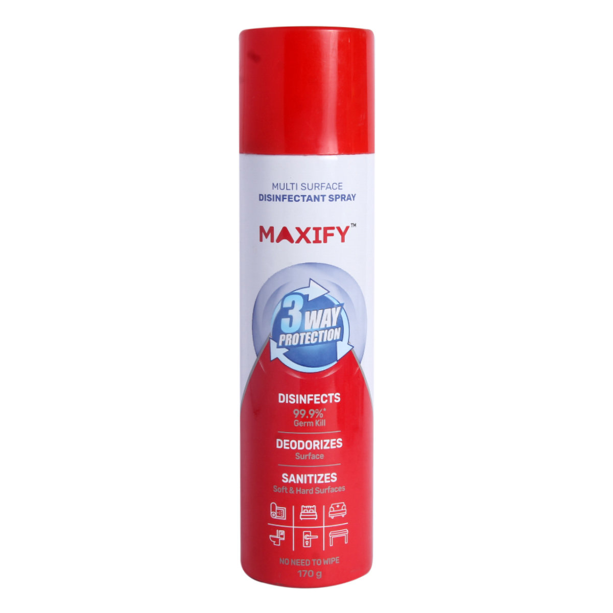 Maxify Multisurface Disinfectant Spray, 170 gm, Pack of 1 Maxify Multisurface Disinfectant Spray, 170 gm, Pack of 1
