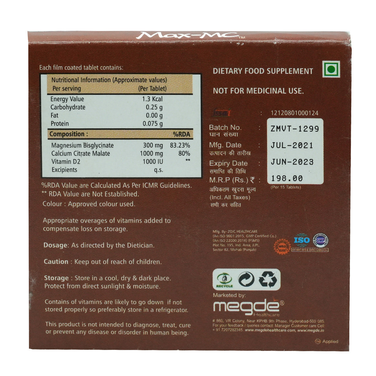 Max-MC Tablet 15's, Pack of 15 TABLETS Max-MC Tablet 15's, Pack of 15 TABLETS