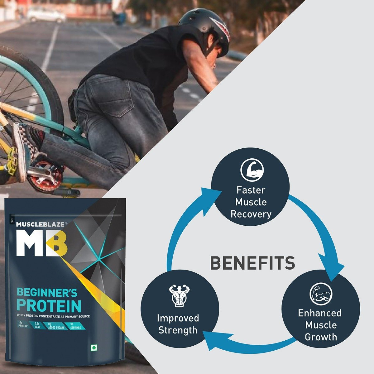 MuscleBlaze Beginner's Whey Protein Concentrate Chocolate Flavour Powder, 1 kg, Pack of 1 MuscleBlaze Beginner's Whey Protein Concentrate Chocolate Flavour Powder, 1 kg, Pack of 1