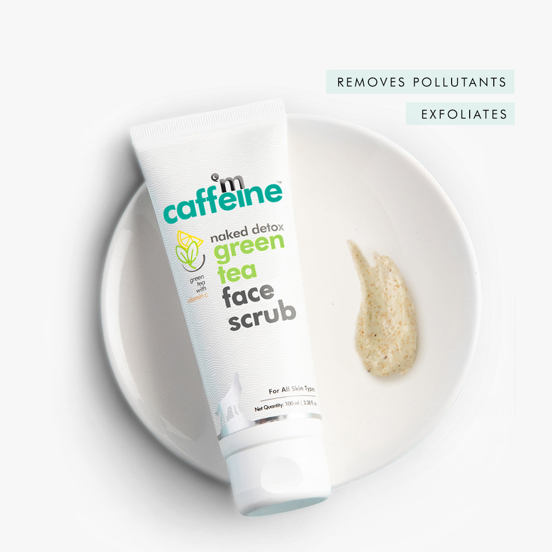 Mcaffeine Naked Detox Green Tea Face Scrub 100 gm | Green Tea With Vitamin C | Removes Pollutant | Exfoliates Skin | For All Skin Type, Pack of 1 Mcaffeine Naked Detox Green Tea Face Scrub 100 gm | Green Tea With Vitamin C | Removes Pollutant | Exfoliates Skin | For All Skin Type, Pack of 1