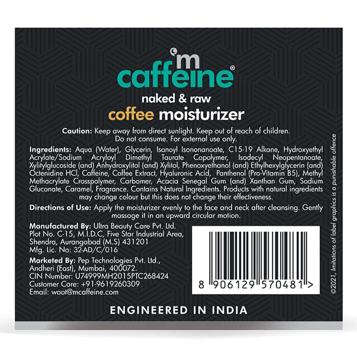 Mcaffeine Naked & Raw Coffee Moisturizer 50 ml | Coffee, Hyaluronic Acid & Pro Vitamin B5 | For 48 Hrs Of Moisturization | Oil Free Hydration | Lightweight & Non Sticky Formula | For All Skin Type, Pack of 1 Mcaffeine Naked & Raw Coffee Moisturizer 50 ml | Coffee, Hyaluronic Acid & Pro Vitamin B5 | For 48 Hrs Of Moisturization | Oil Free Hydration | Lightweight & Non Sticky Formula | For All Skin Type, Pack of 1