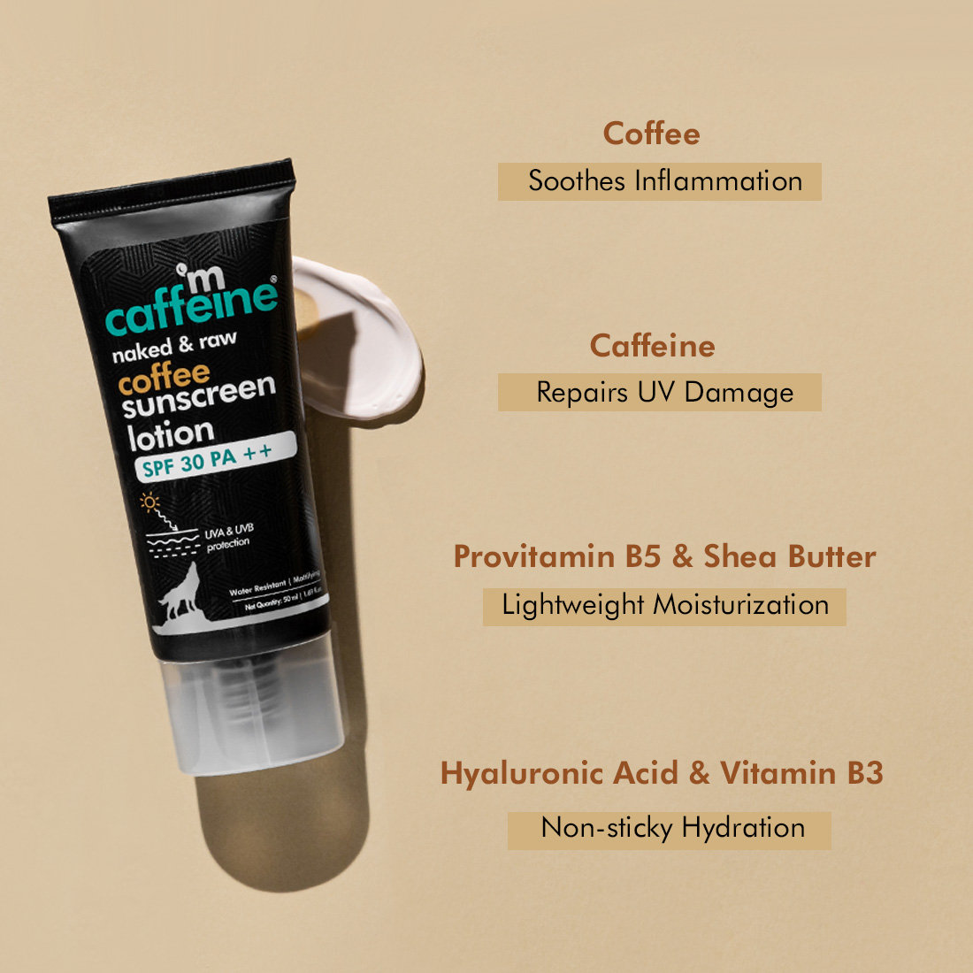 Mcaffeine Coffee SPF 30 PA++ Sunscreen Lotion, 50 ml, Pack of 1 Mcaffeine Coffee SPF 30 PA++ Sunscreen Lotion, 50 ml, Pack of 1