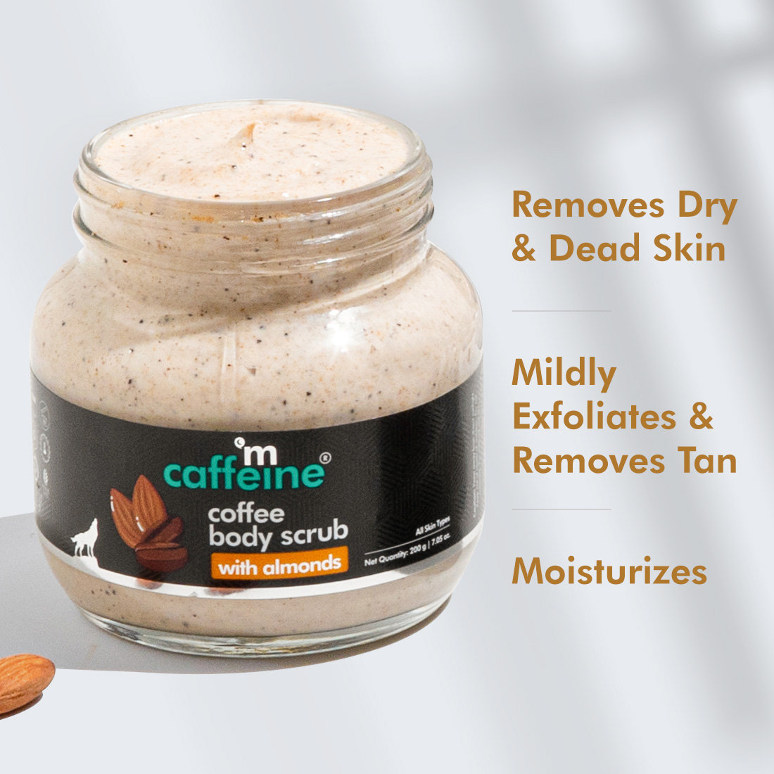 Mcaffeine Coffee Body Scrub with Almonds 200 gm | Blend of Coffee & Almond | Removes Dead Skin | Tan Removal Scrub | For Smooth Skin | For All Skin Type, Pack of 1 Mcaffeine Coffee Body Scrub with Almonds 200 gm | Blend of Coffee & Almond | Removes Dead Skin | Tan Removal Scrub | For Smooth Skin | For All Skin Type, Pack of 1